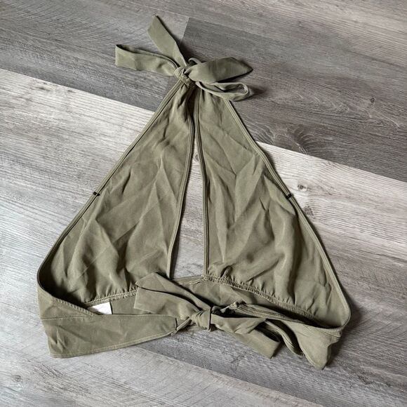 H&M Divided Halter Crop Top Olive Large Vacation Party Club - Picture 5 of 7